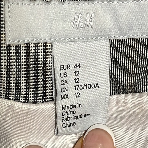 H&M Women's Sz 12 Blazer Gray Beige Plaid Double Breasted Lined Blazer Jacket - Picture 11 of 14